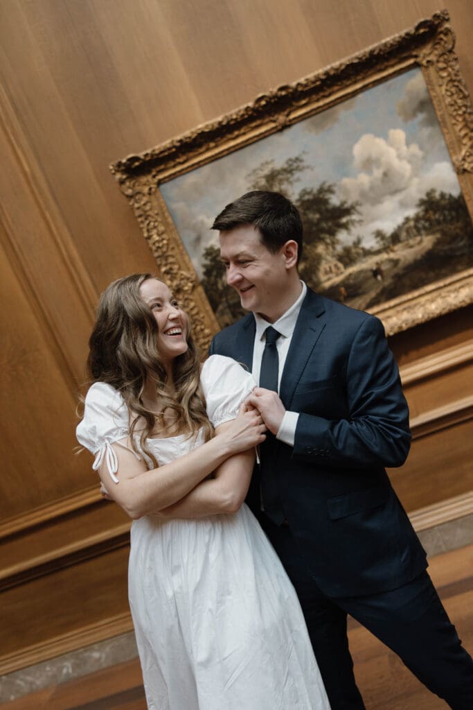Sweet dance moment inside the art museum