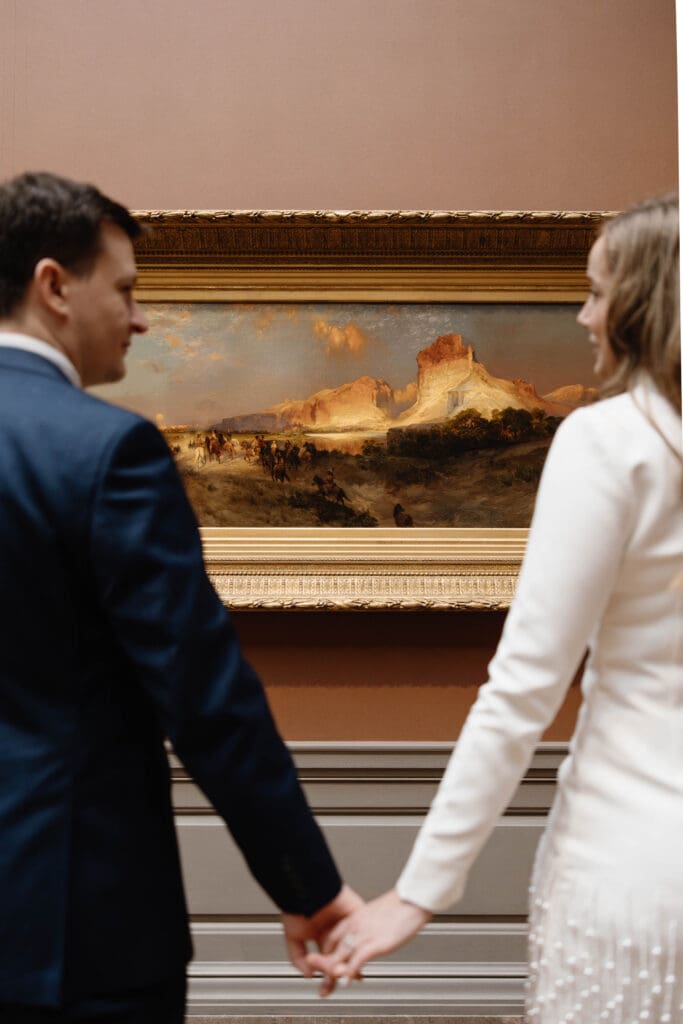 Intimate Art Museum Engagement Photoshoot