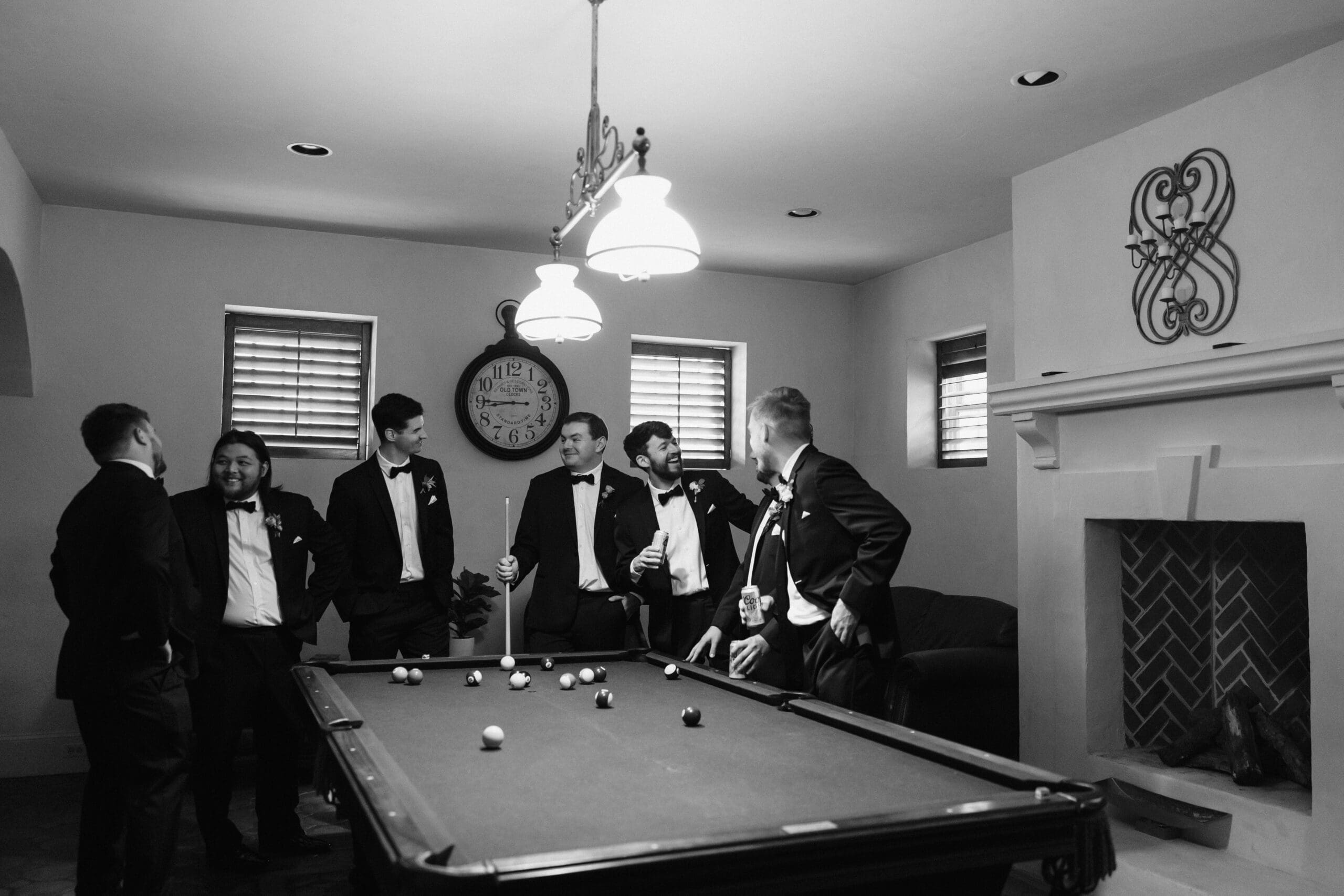 Groomsmen hanging out in the Groom suite