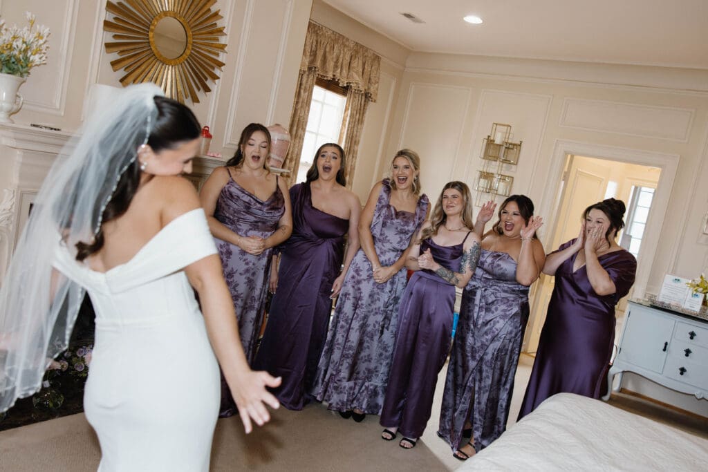 A first look with the bridesmaids